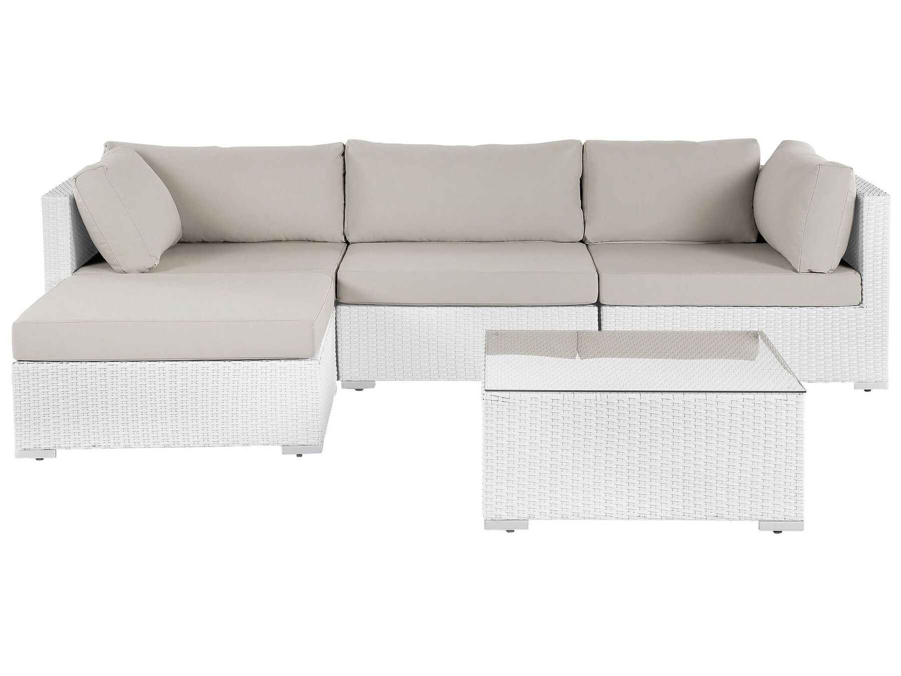 garden corner sofa with table 4 seater sano right hand modular pe rattan white
