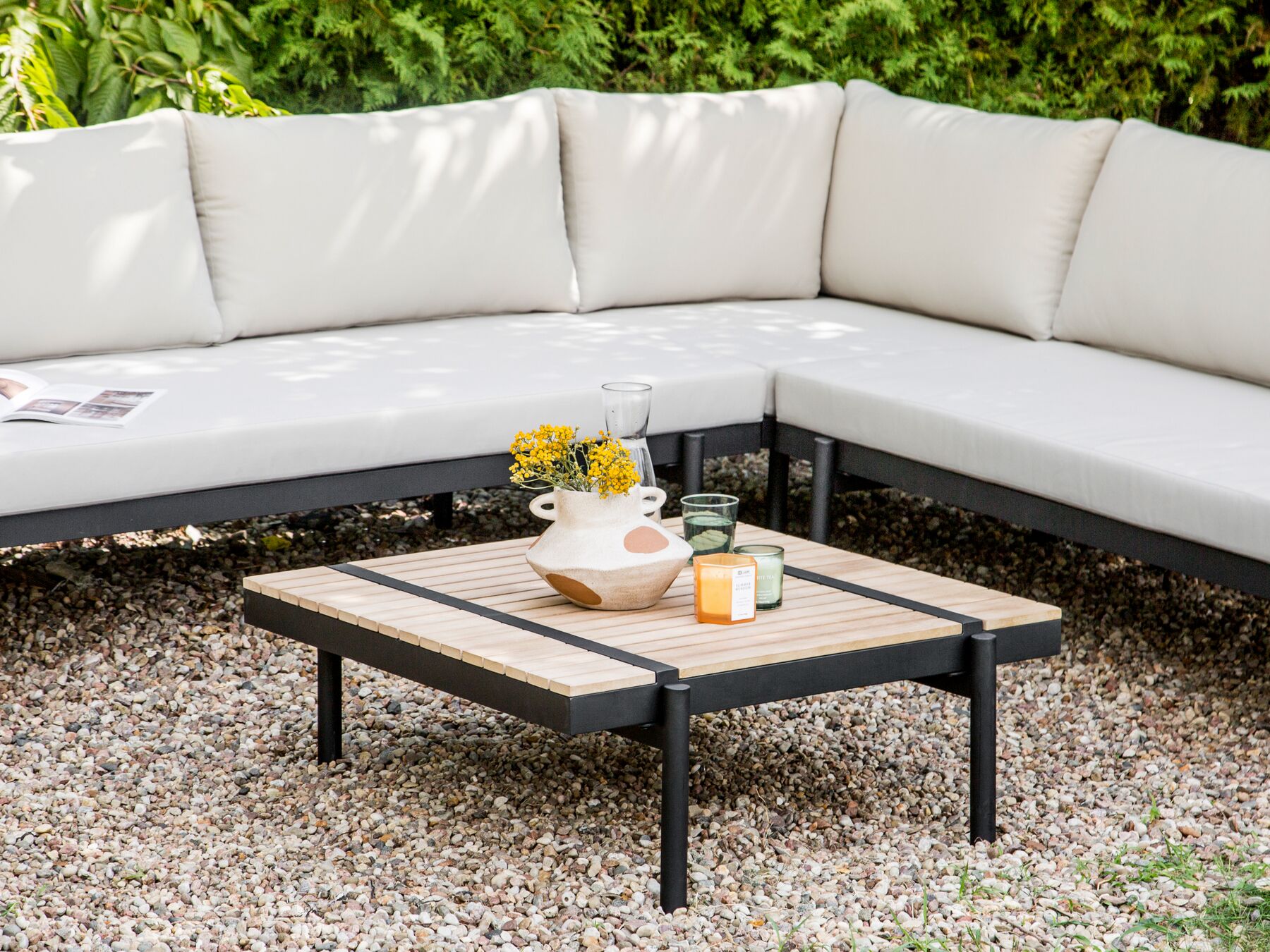 garden corner sofa with table 5 seater bellariva eucalyptus wood off-white