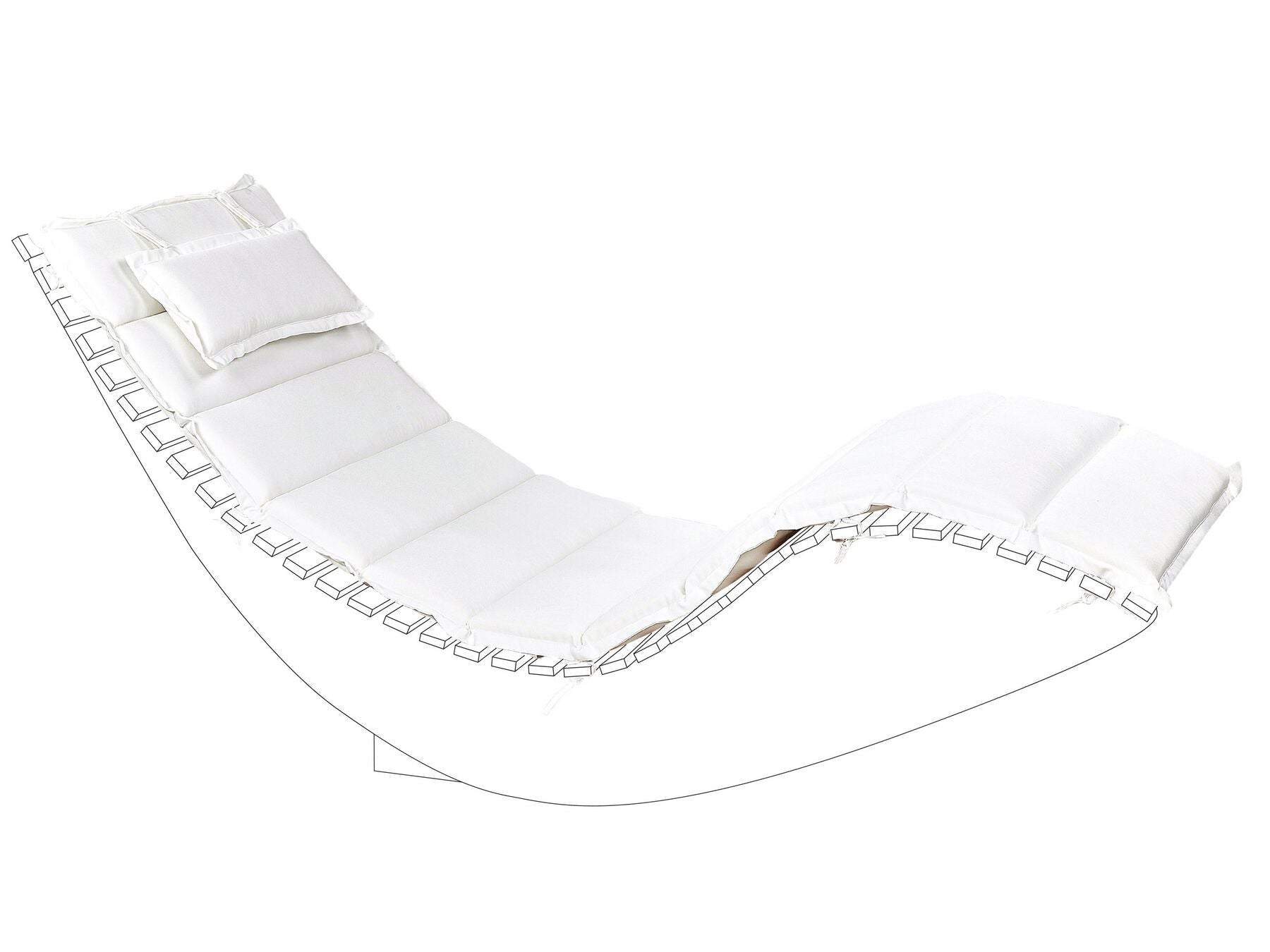 Acacia Wood Garden Sun Lounger Light with Cushion Off-White BRESCIA II