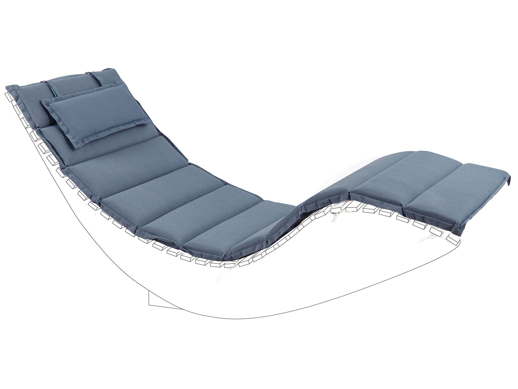 Acacia Wood Garden Sun Lounger Light with Cushion Blue BRESCIA II