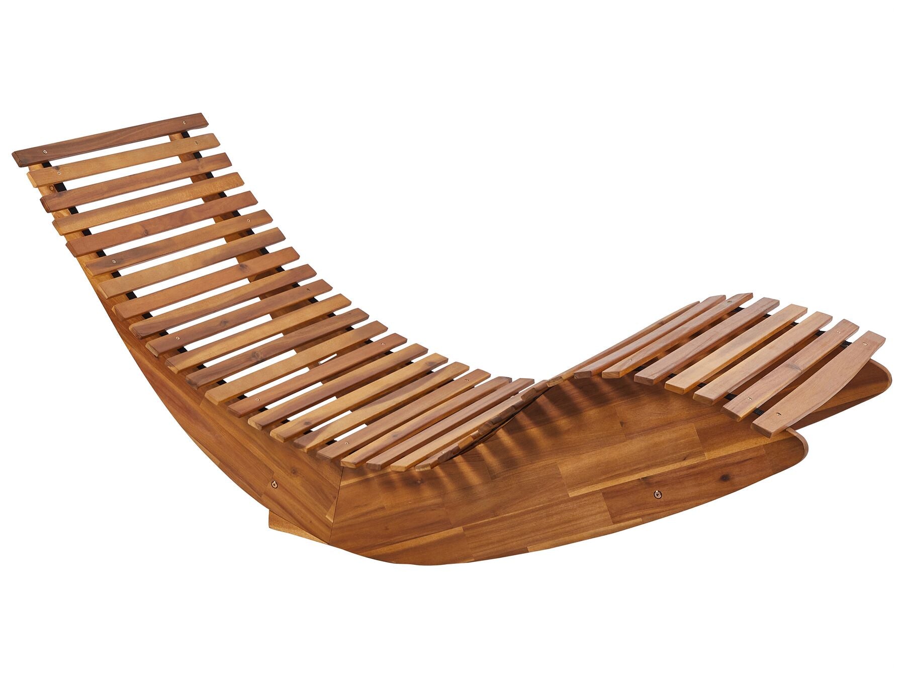 Acacia Wood Garden Sun Lounger Light with Cushion Blue BRESCIA II