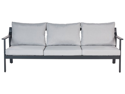 Garden Sofa 3 Seater KIATO Metal Light Grey