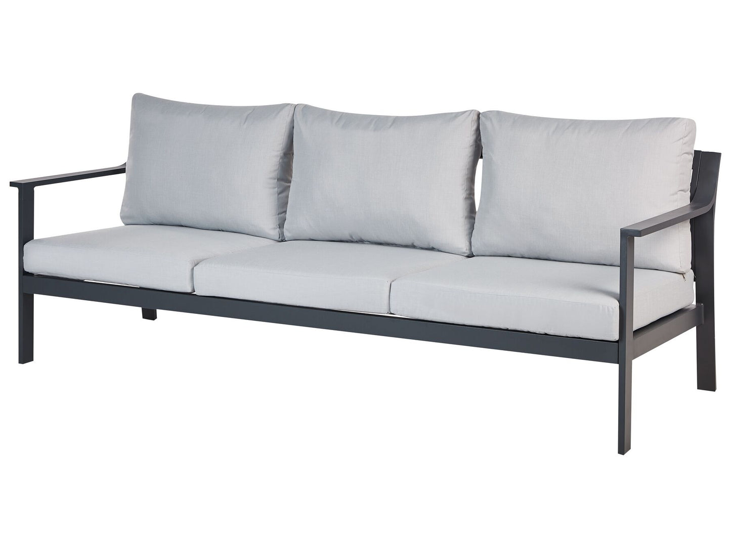 Garden Sofa 3 Seater KIATO Metal Light Grey