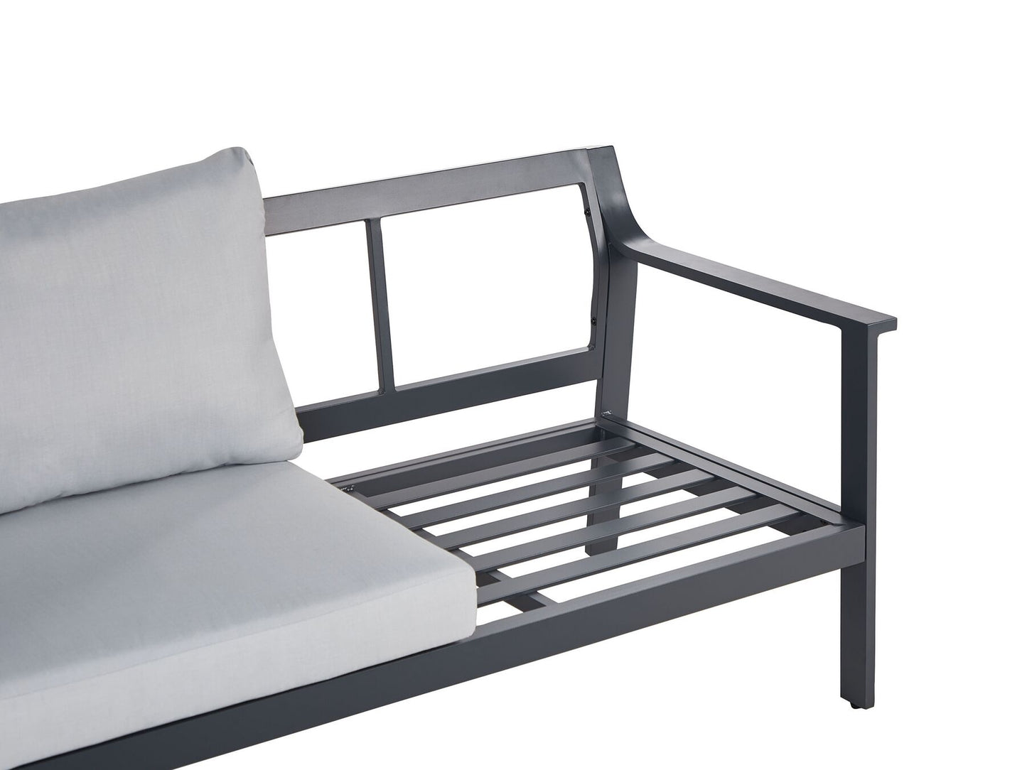 Garden Sofa 3 Seater KIATO Metal Light Grey