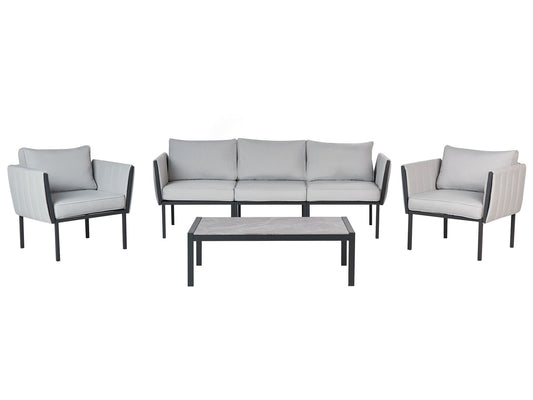 Garden Lounge Set with Table 5 Seater SKALA Metal Light Grey