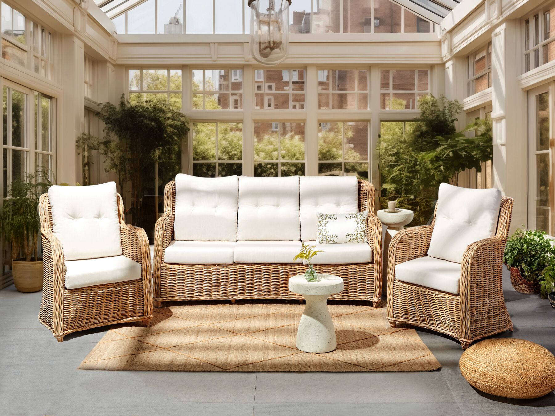 Garden Sofa Set 5 Seater ALESSANO Rattan Natural