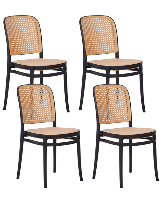 Set of 4 Dining Chairs PLOSE Beige