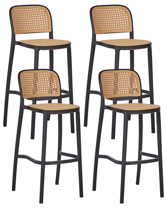 Set of 4 Bar Chairs PLOSE Synthetic Material Beige