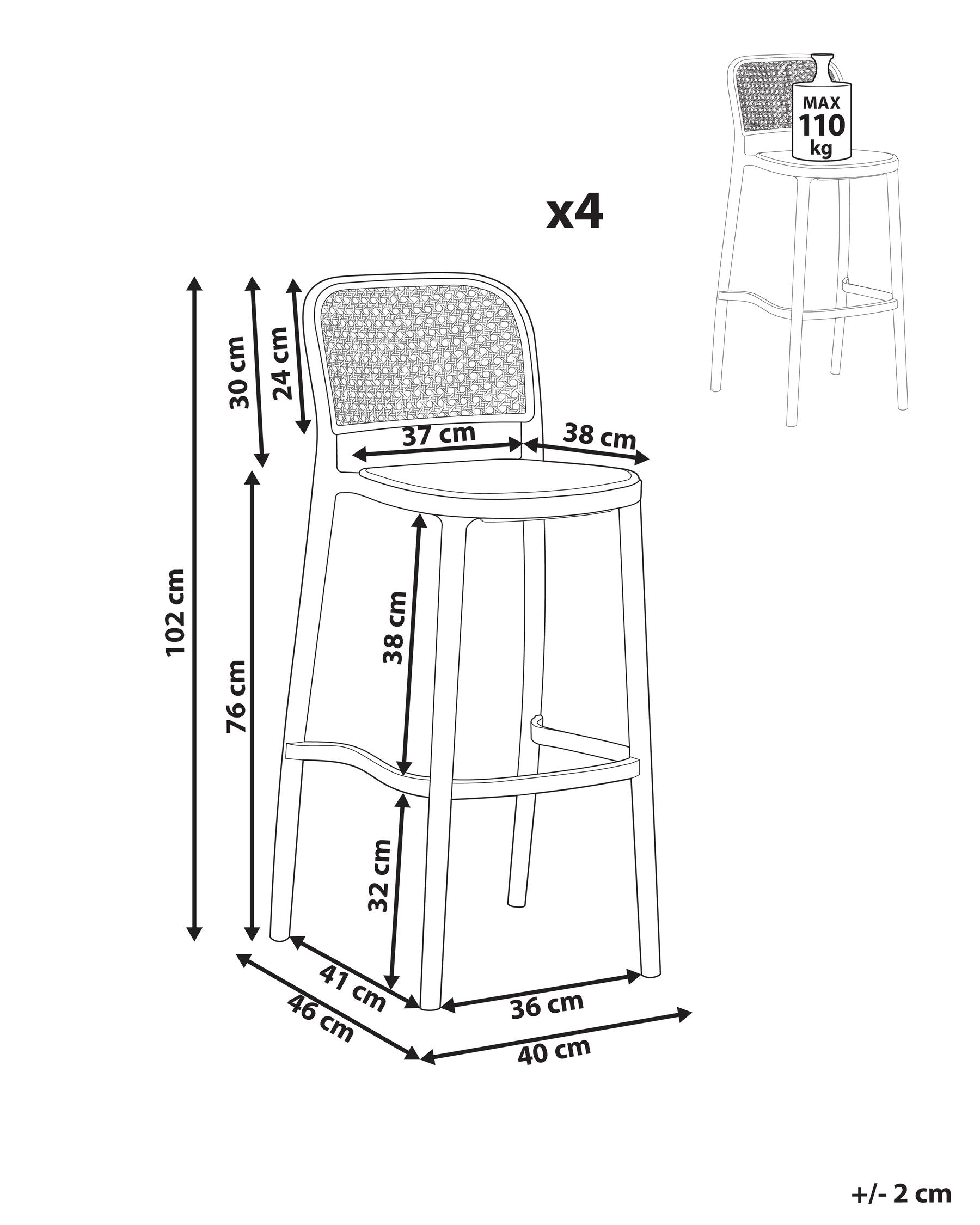Set of 4 Bar Chairs PLOSE Synthetic Material Beige