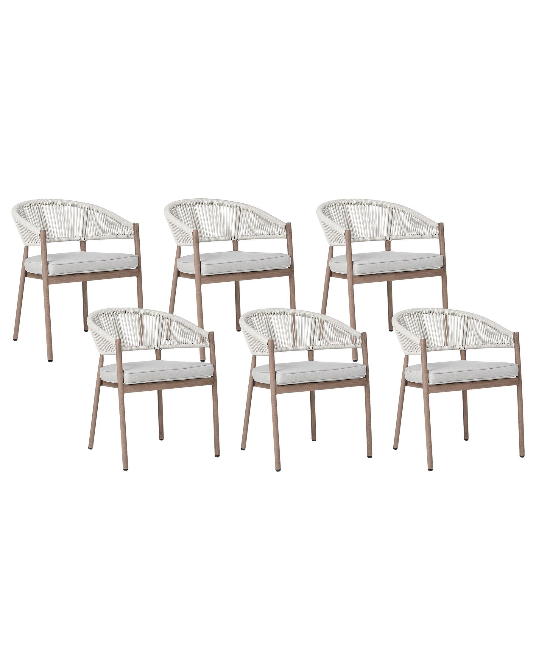 Set of 6 Garden Chairs with Cushions FLAVIA Metal White