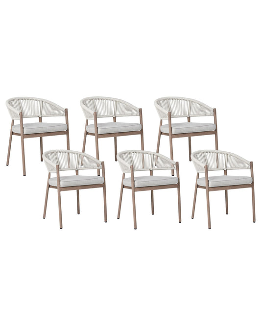 Set of 6 Garden Chairs with Cushions FLAVIA Metal White