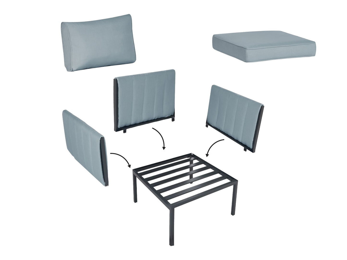 Garden Lounge Set with Table 5 Seater SKALA Metal Dark Grey