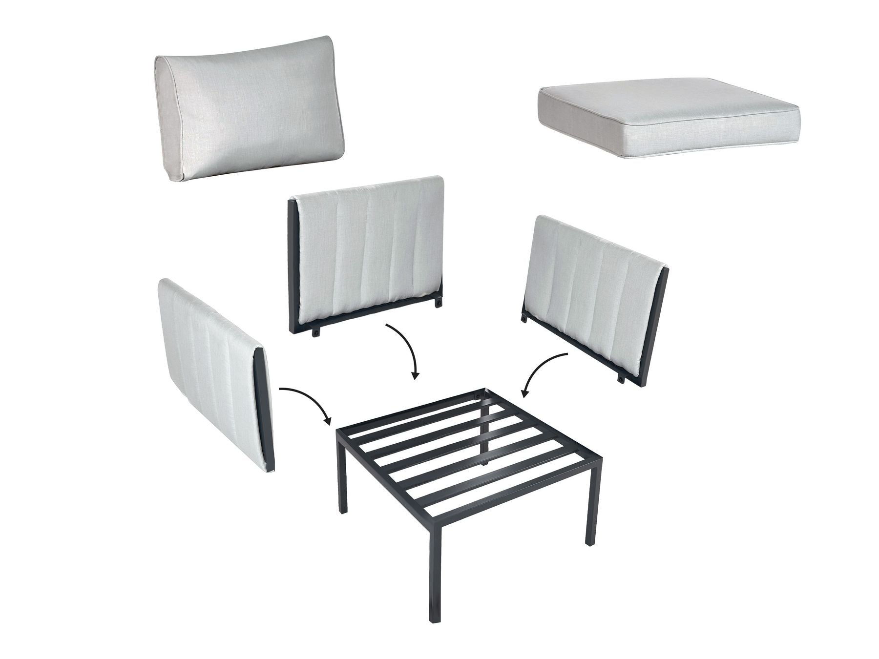 Garden Lounge Set with Table 5 Seater SKALA Metal Light Grey