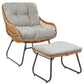 Garden Chair MESTRE with Footstool PE Rattan Natural