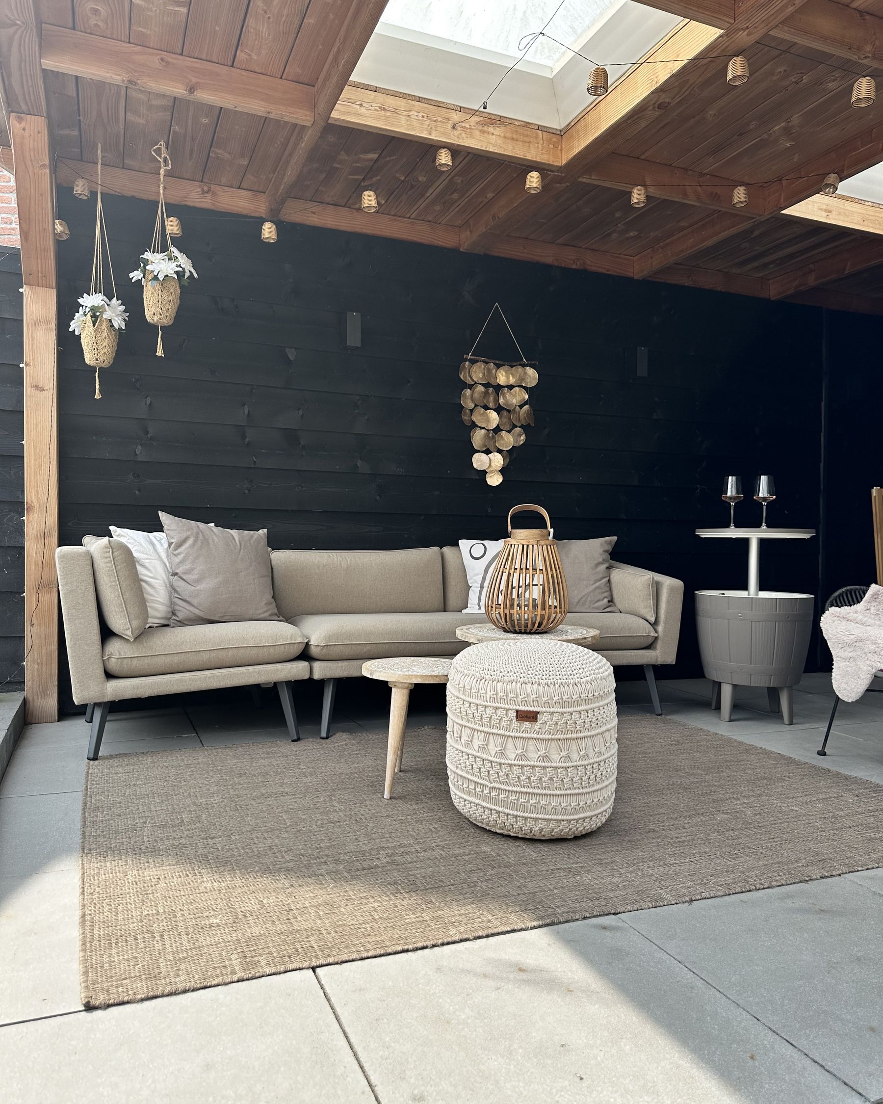Garden Sofa 3 Seater LORETELLO Left Hand Beige
