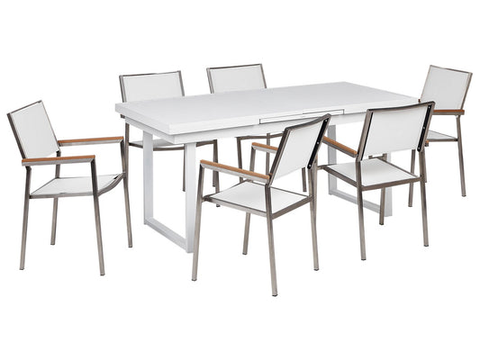 Garden Dining Set 6 Seater VALCANETTO/GROSSETO Metal White