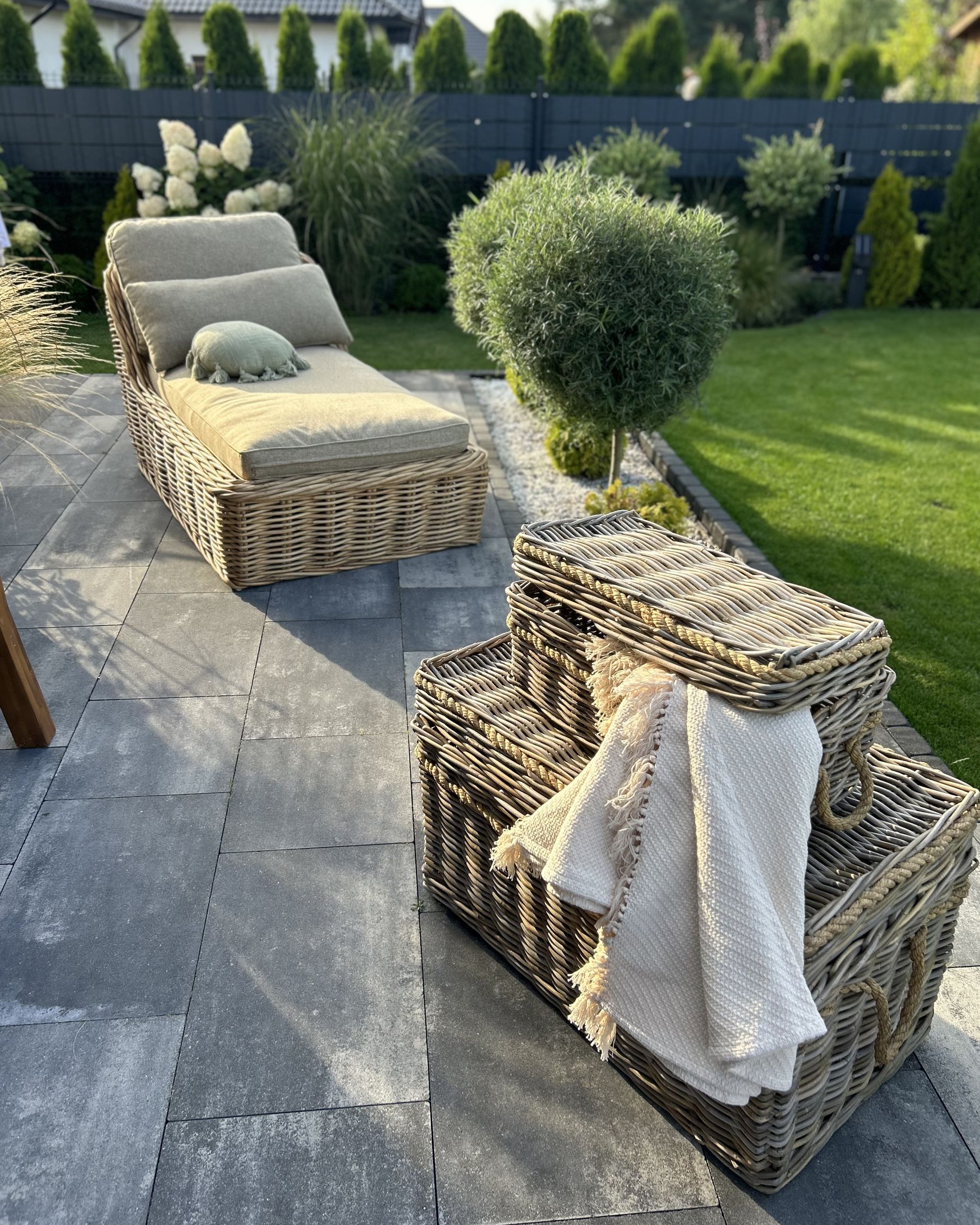Rattan Sun Lounger with Cushion Taupe BELSITO