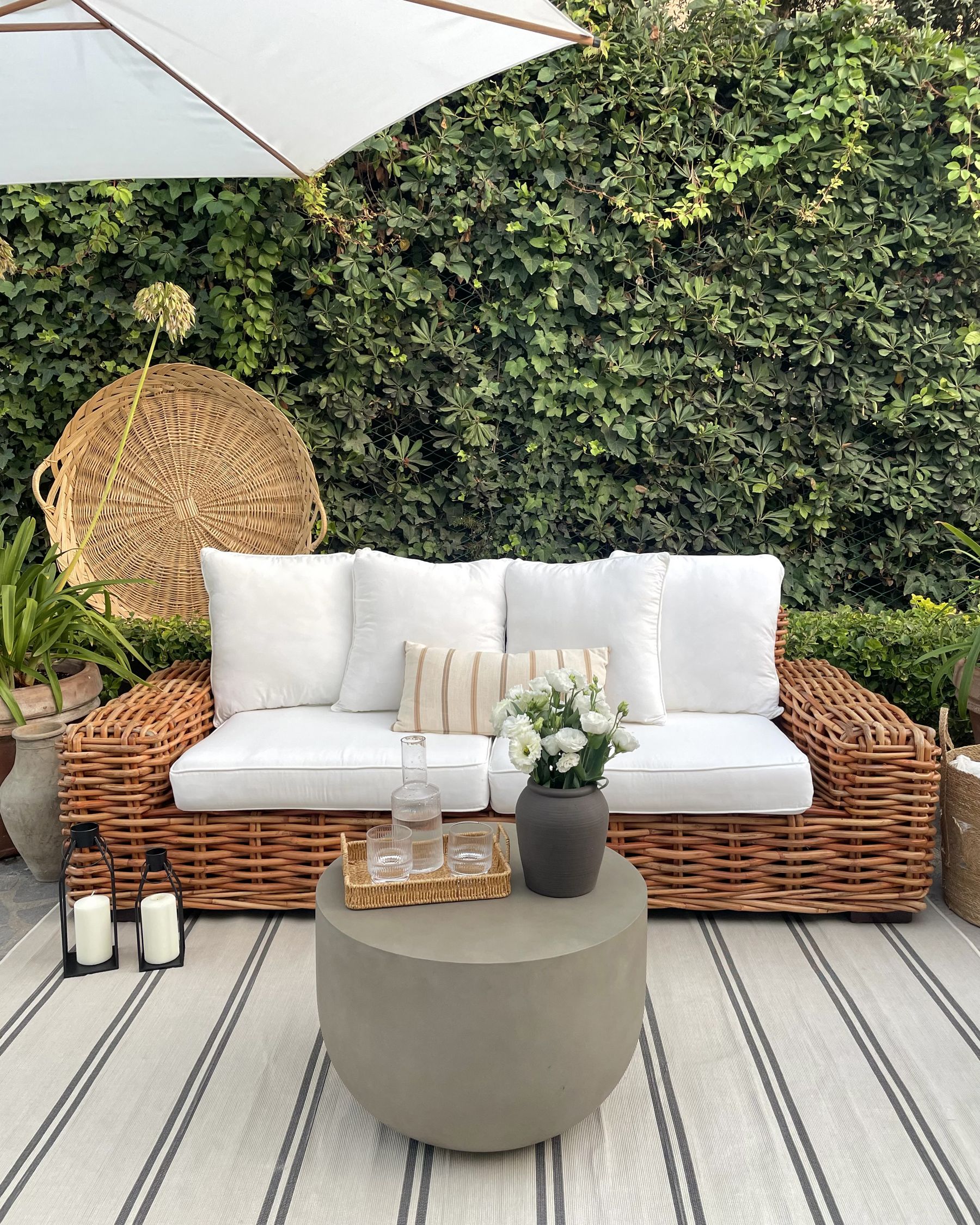 Garden Sofa 3 Seater FORLI Rattan Natural