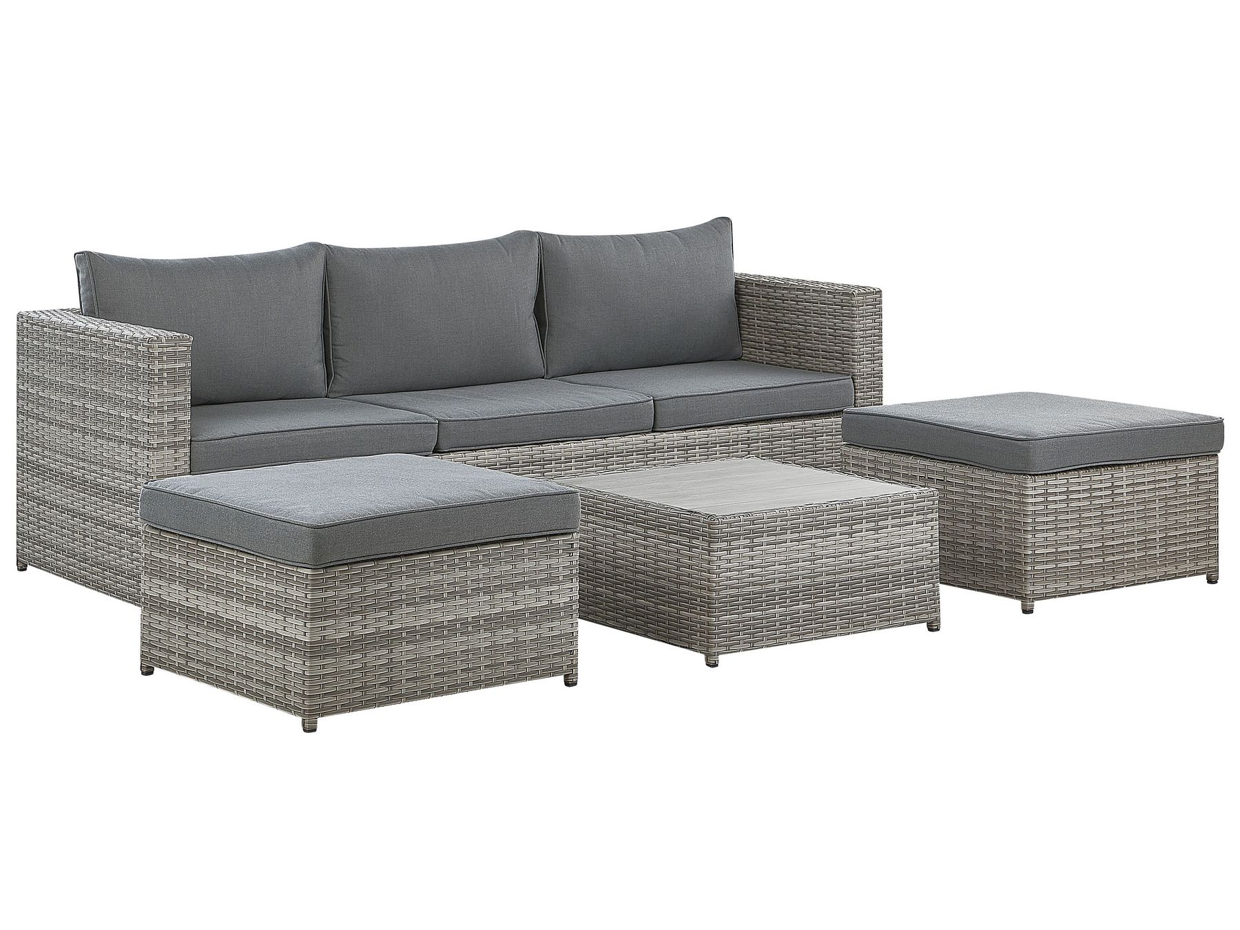 Garden Corner Sofa with Table 5 Seater SABBIA Right Hand Modular PE Rattan Light Grey