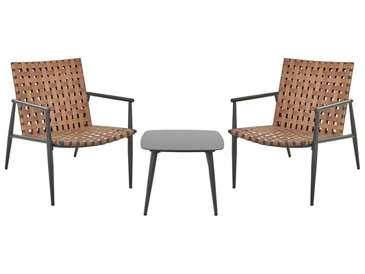 Bistro Set ZIRIA PE Rattan Brown