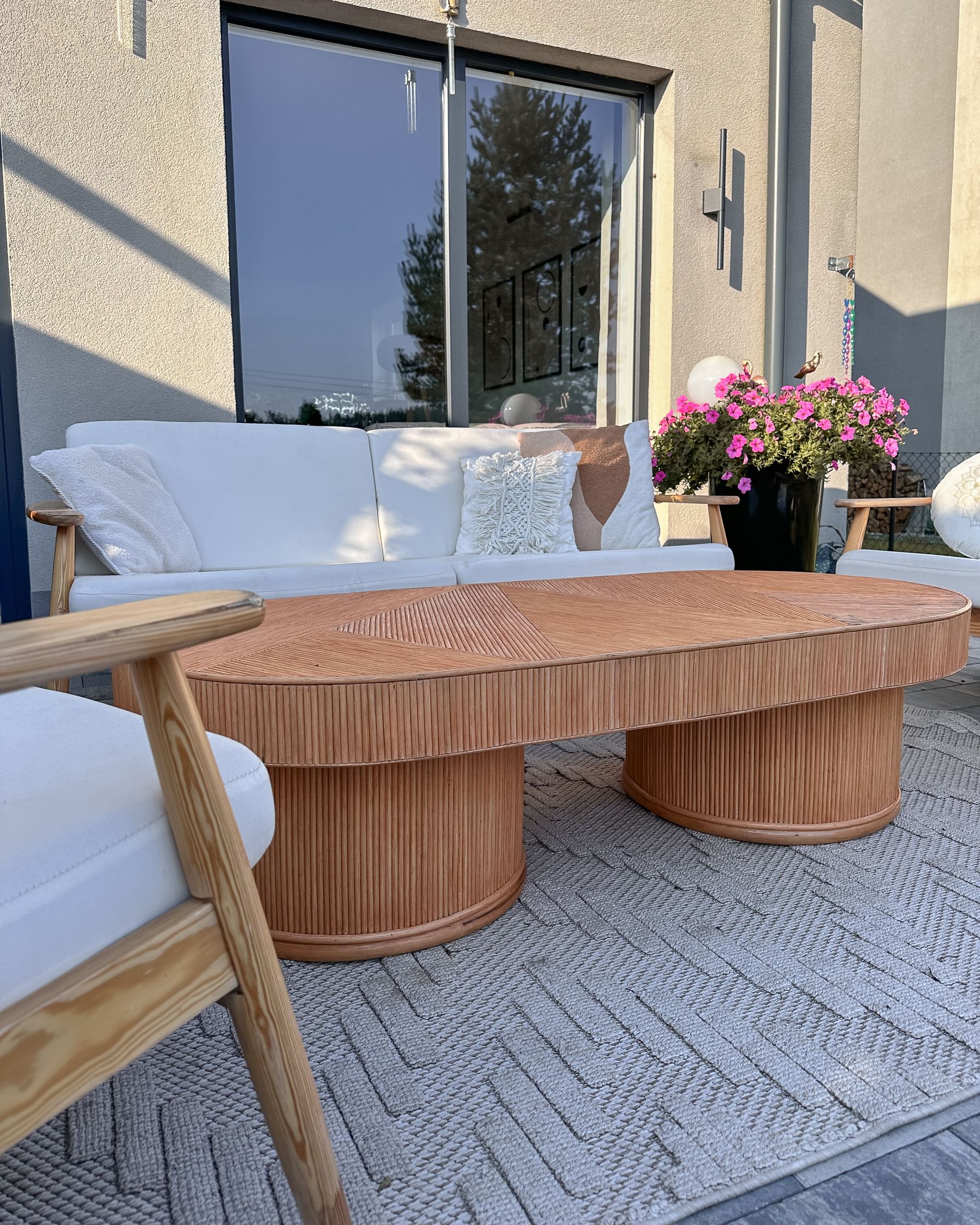 Rattan Coffee Table 150 x 70 cm Light Wood AIROLE