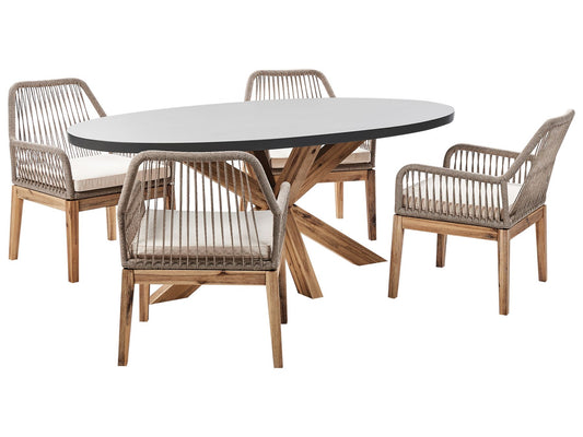Garden Dining Set 4 Seater ORISTANO with Cushions Concrete Beige