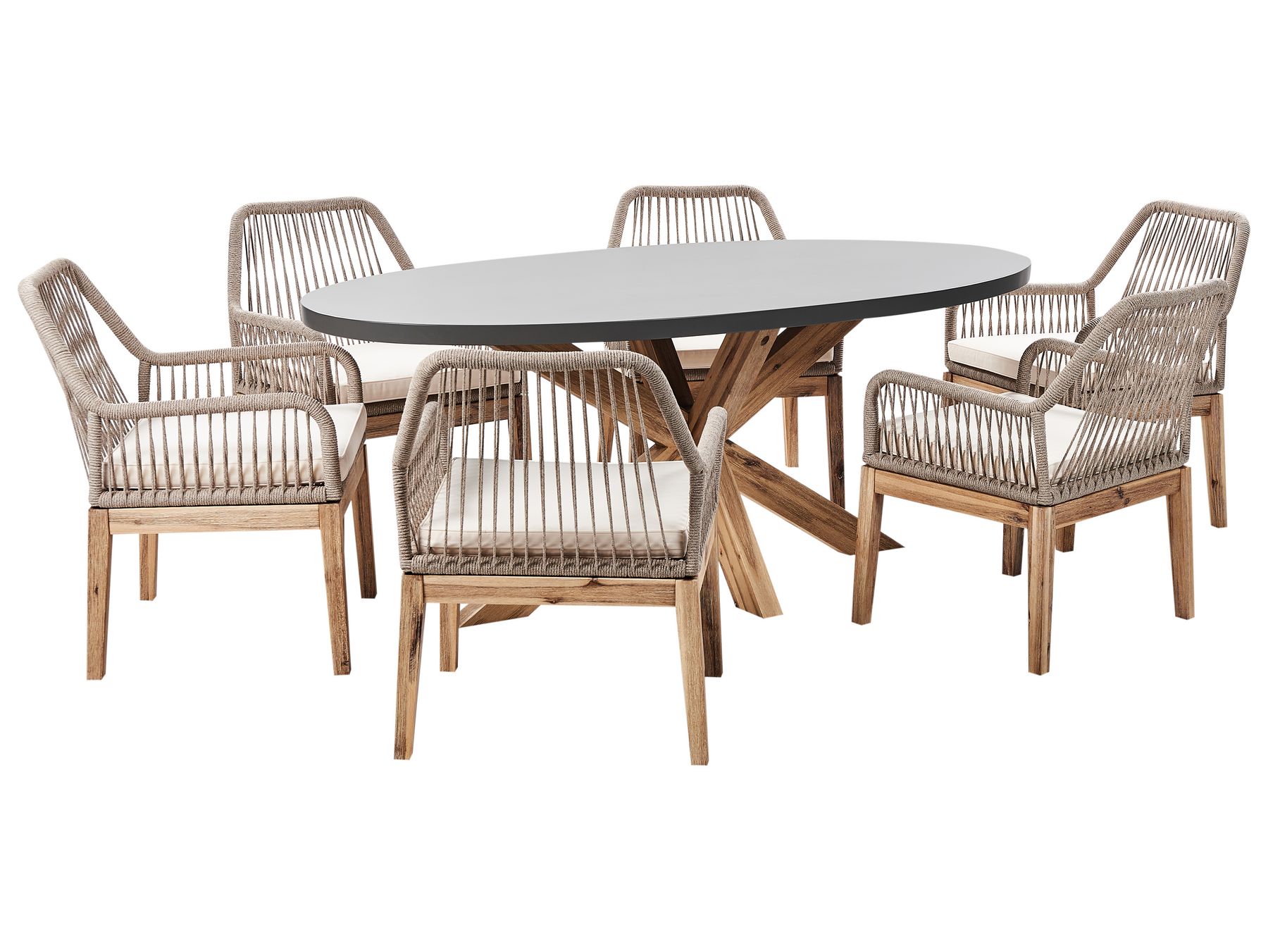 Garden Dining Set 6 Seater ORISTANO with Cushions Concrete Beige