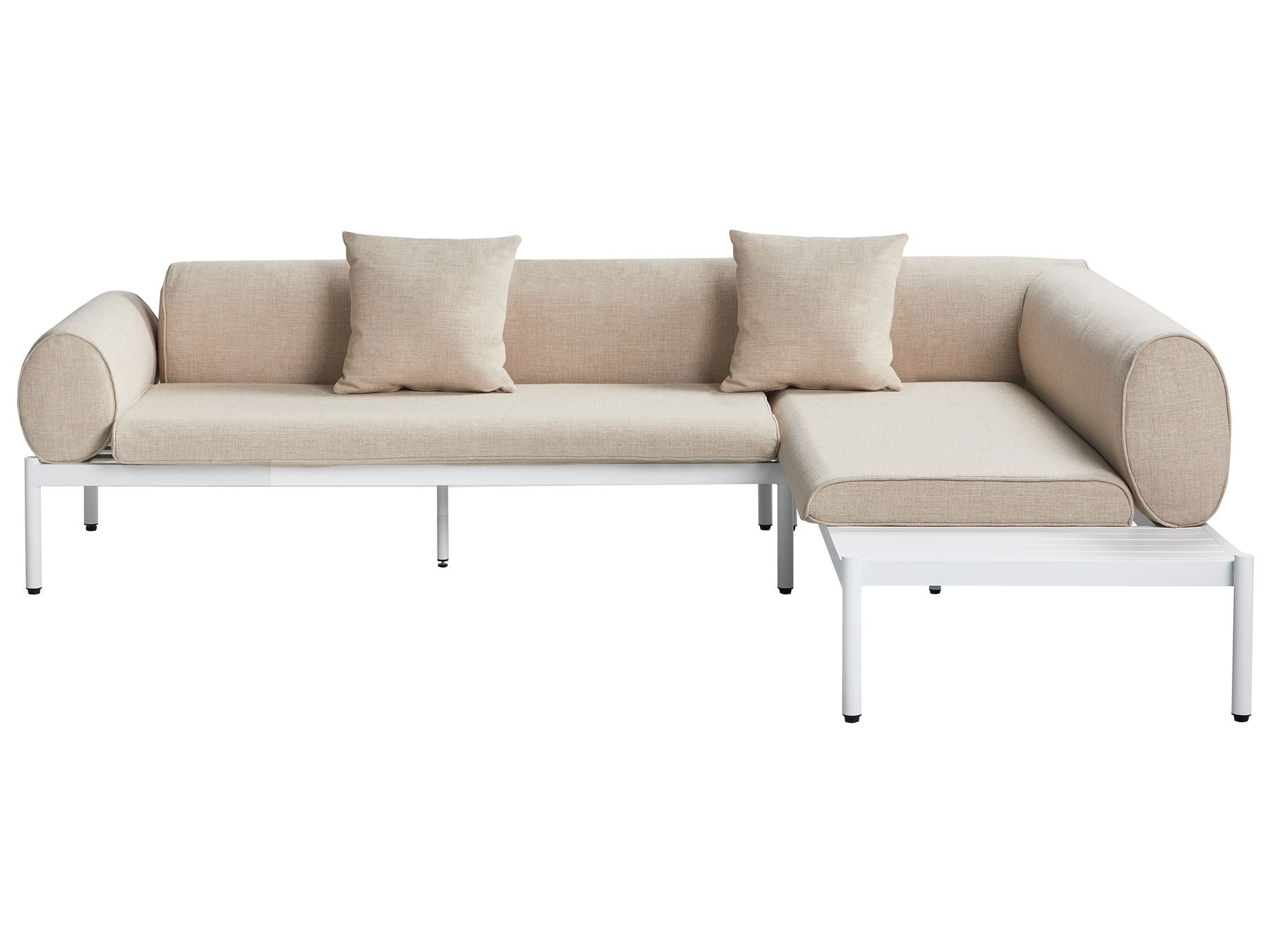 Garden Corner Sofa with Table 5 Seater RASIGLIA Left Hand Metal Beige