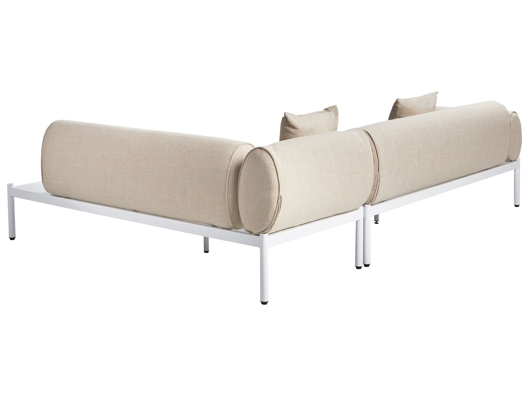 Garden Corner Sofa with Table 5 Seater RASIGLIA Left Hand Metal Beige