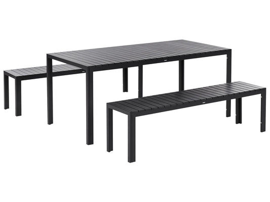 Garden Dining Set with Benches 6 Seater NARDO Black