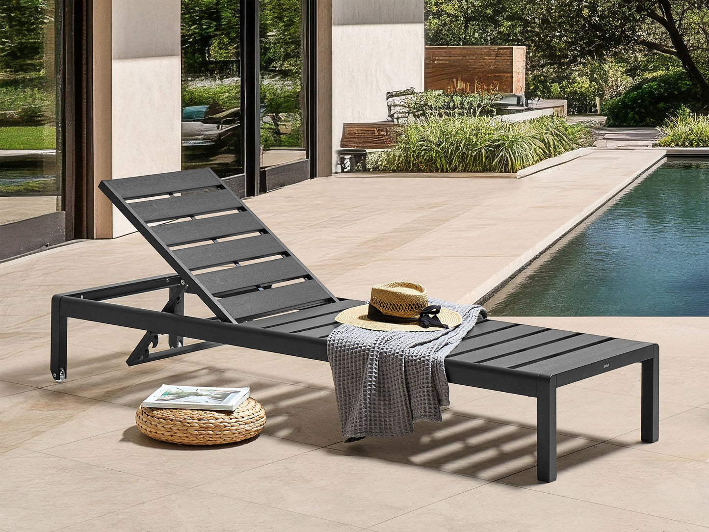 Aluminium Reclining Sun Lounger Black NARDO