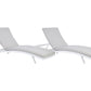 Set of 2 Fabric Reclining Sun Loungers Light Grey AMELIA