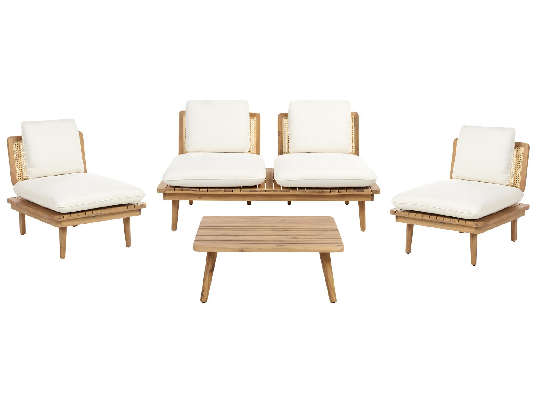 Garden Lounge Set with Table 4 Seater ACCADIA Certified Acacia Wood Light Beige