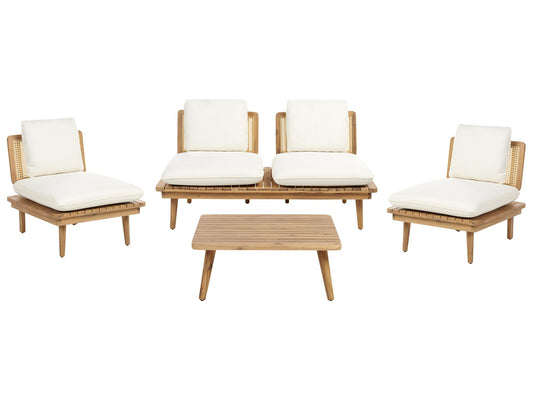 Garden Lounge Set with Table 4 Seater ACCADIA Certified Acacia Wood Light Beige