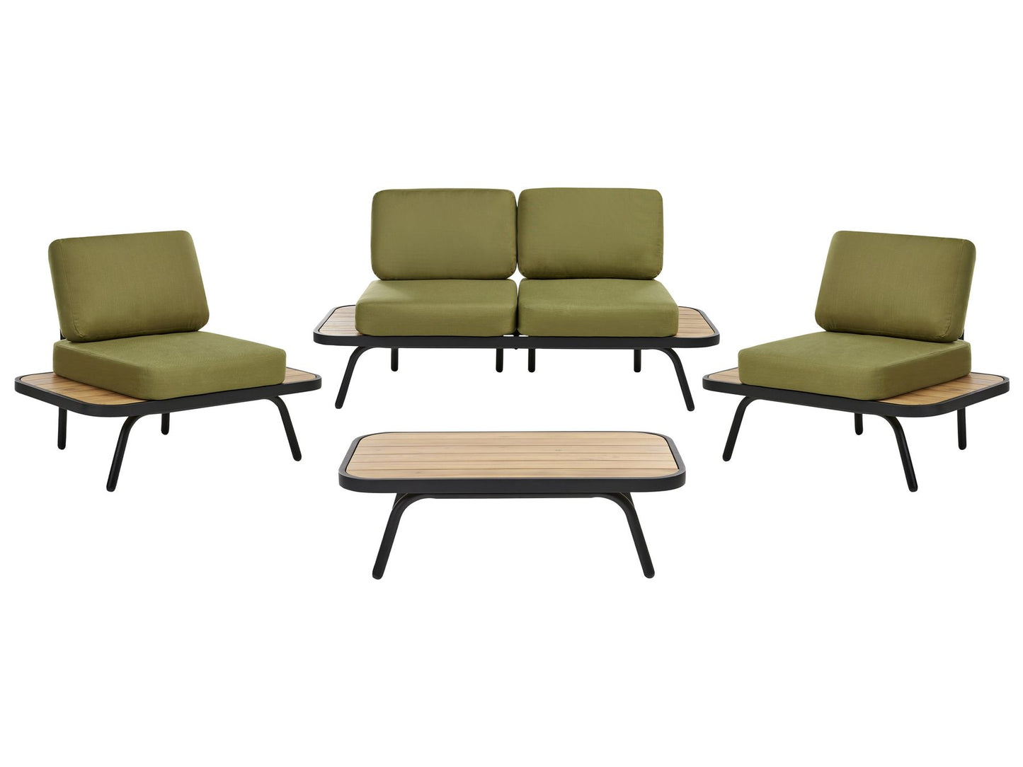 Garden Lounge Set with Table 4 Seater MINOZZO Certified Acacia Wood Olive Green