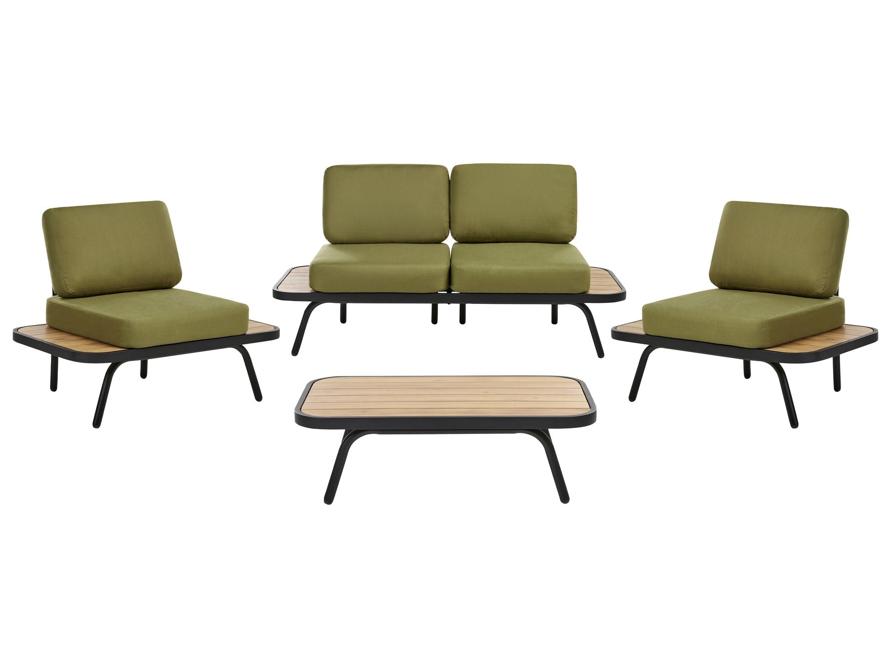 Garden Lounge Set with Table 4 Seater MINOZZO Certified Acacia Wood Olive Green