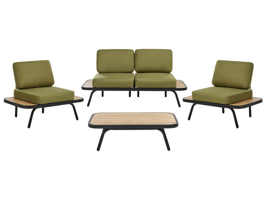 Garden Lounge Set with Table 4 Seater MINOZZO Certified Acacia Wood Olive Green