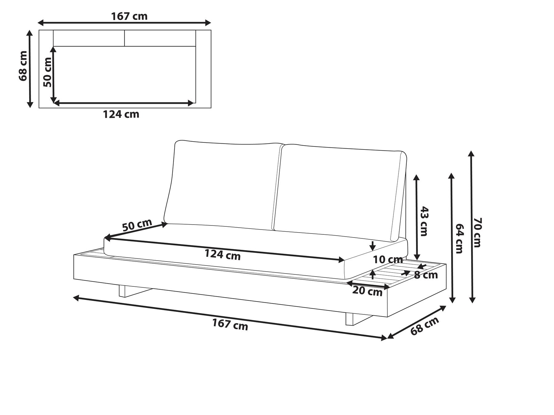 Garden Sofa 2 Seater MARETTIMO Certified Acacia Wood Brown