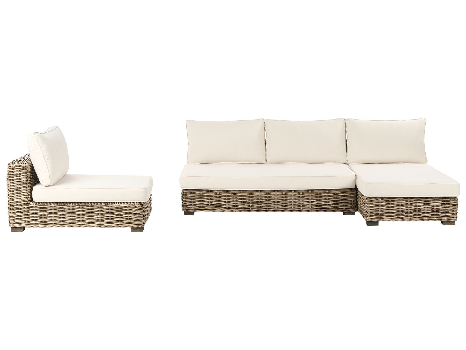 Garden Lounge Set with Table 4 Seater VARALLO Left Hand Modular Rattan Grey