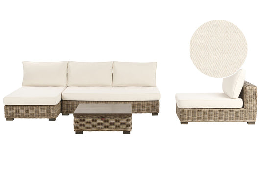 Garden Lounge Set with Table 4 Seater VARALLO Right Hand Modular Rattan Grey