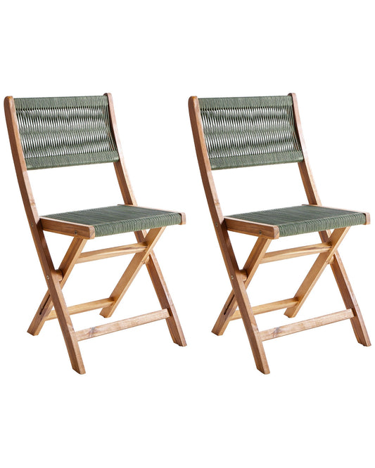 Set of 2 Garden Chairs PROSSEDI Folding Acacia Wood Green