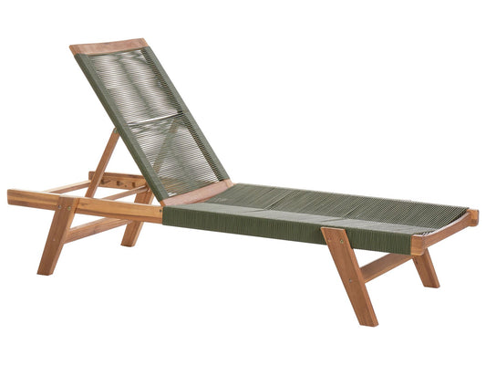 Wooden Reclining Sun Lounger Green PROSSEDI