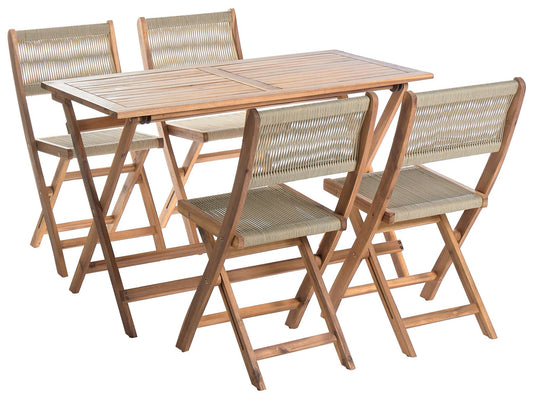 Garden Dining Set 4 Seater PROSSEDI Acacia Wood Beige