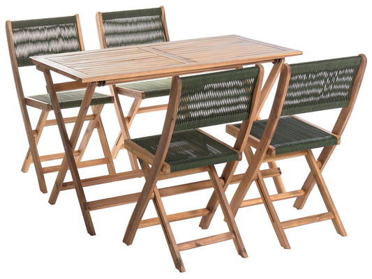 Garden Dining Set 4 Seater PROSSEDI Acacia Wood Green