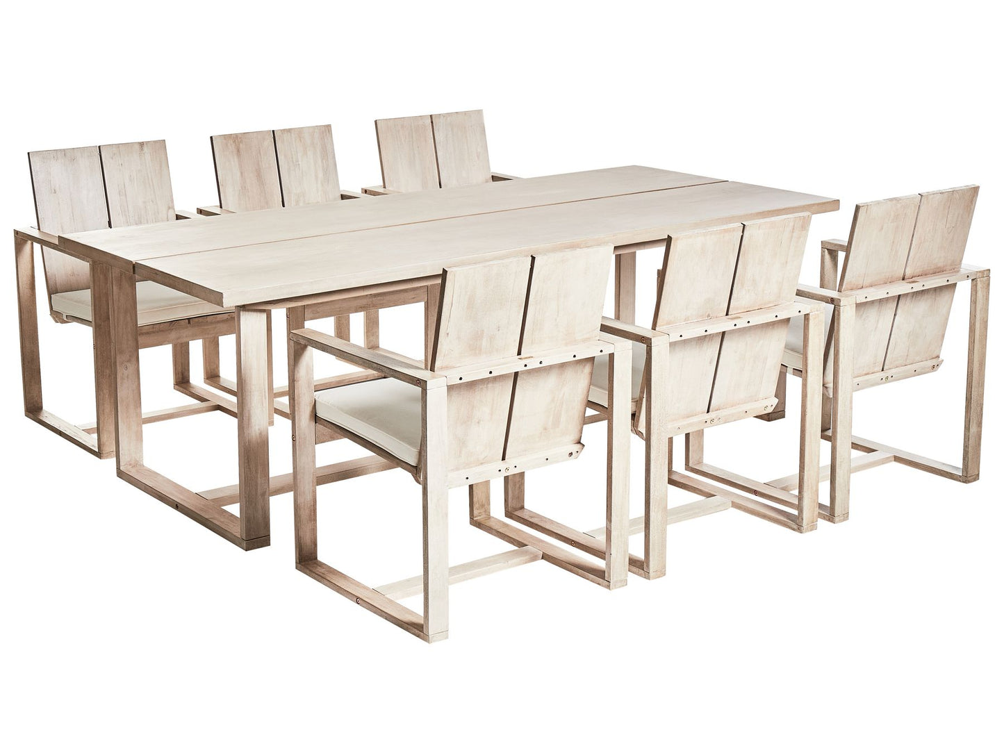 Garden Dining Set 6 Seater AZZANELLO Acacia Wood Off-White