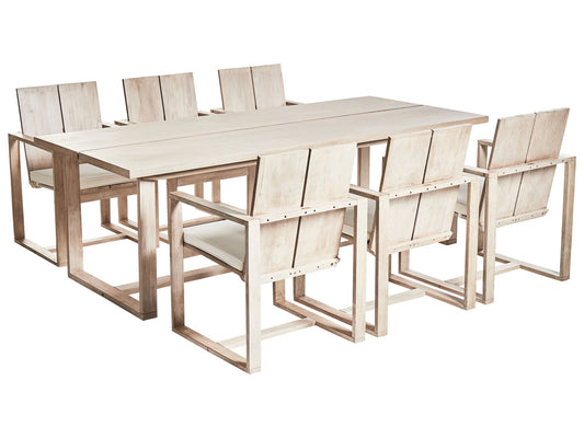 Garden Dining Set 6 Seater AZZANELLO Acacia Wood Off-White