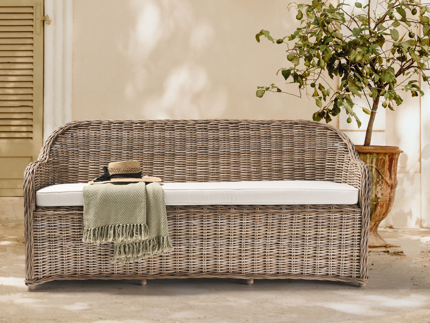 Garden Sofa 3 Seater SUSUA Rattan Natural