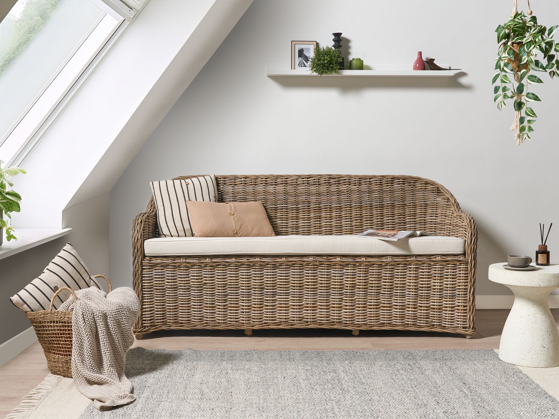 Garden Sofa 3 Seater SUSUA Rattan Natural