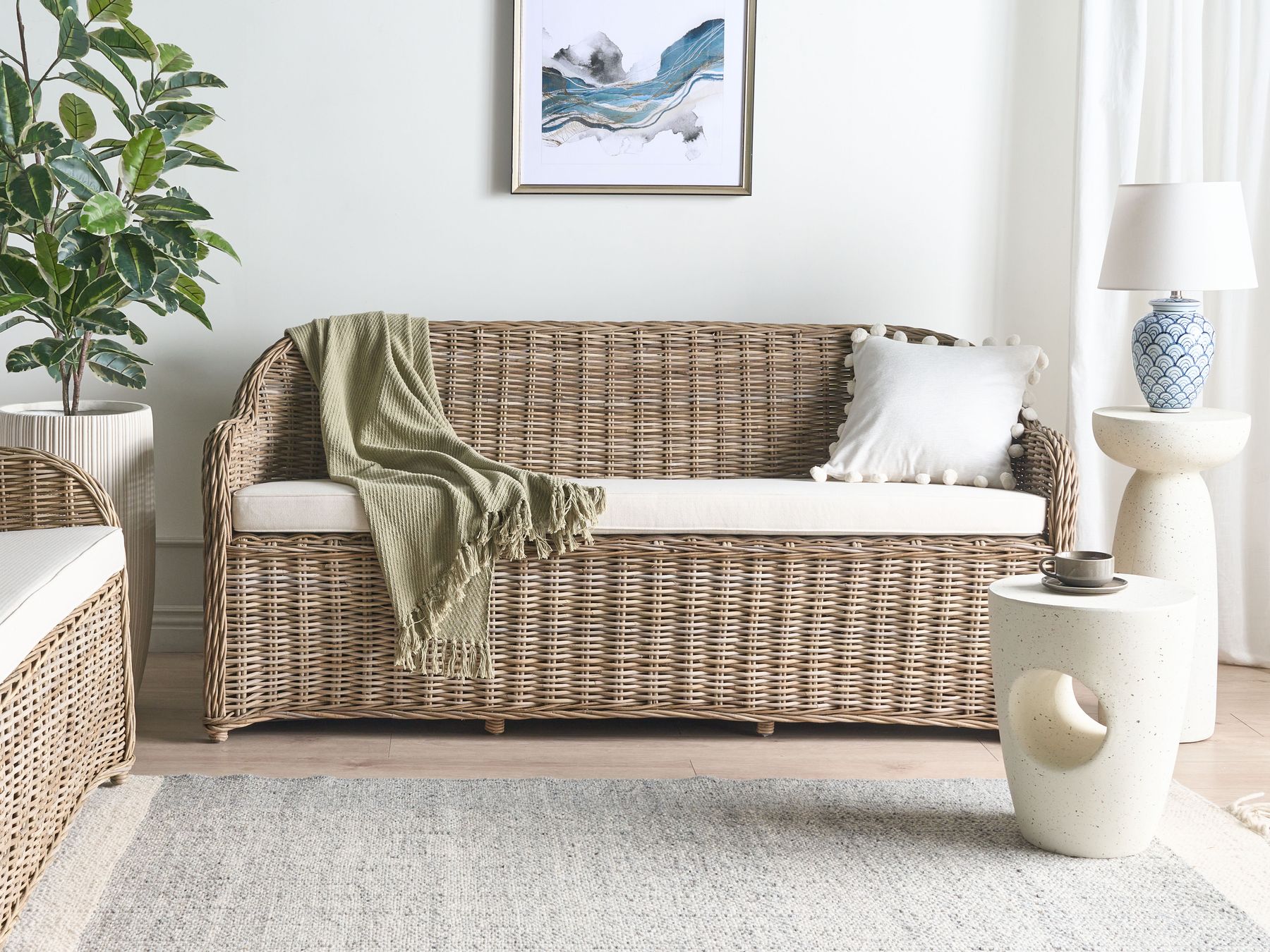 Garden Sofa 3 Seater SUSUA Rattan Natural