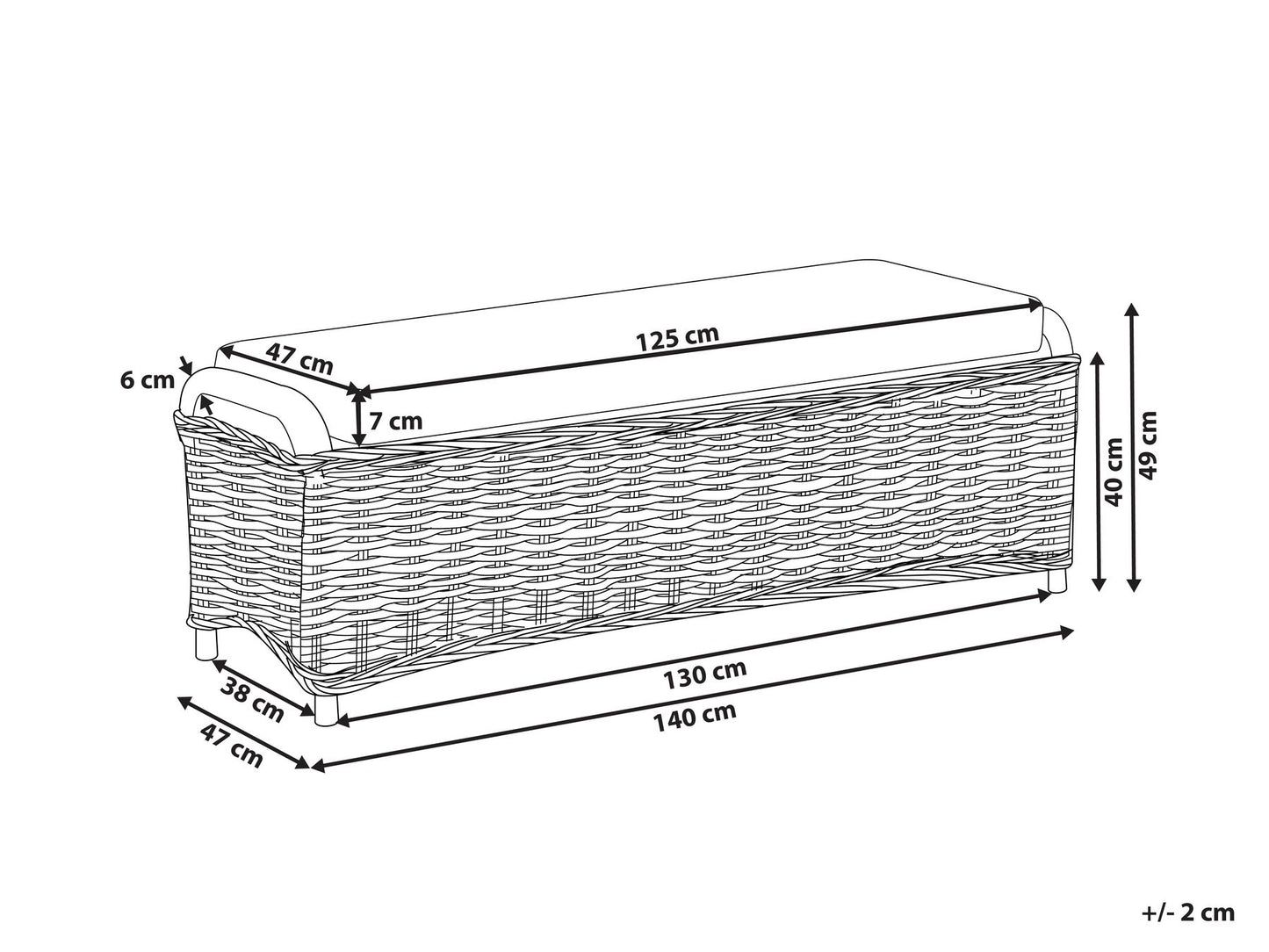 Garden Ottoman cm Rattan Natural